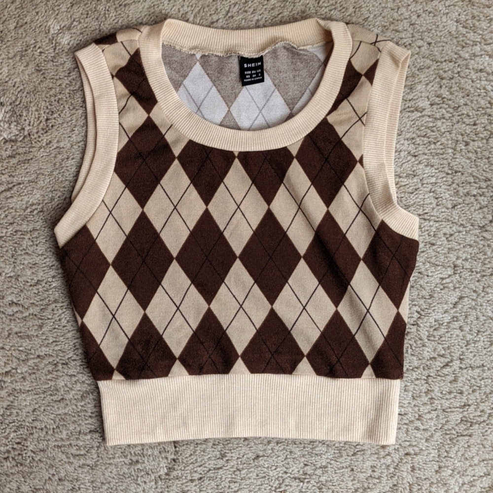 Shien Kids sweater vest Argyle pattern